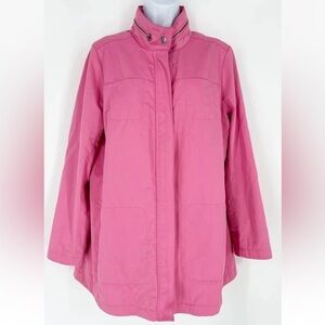 J. Jill Pink Raincoat Windbreaker Sz S Hidden Hood